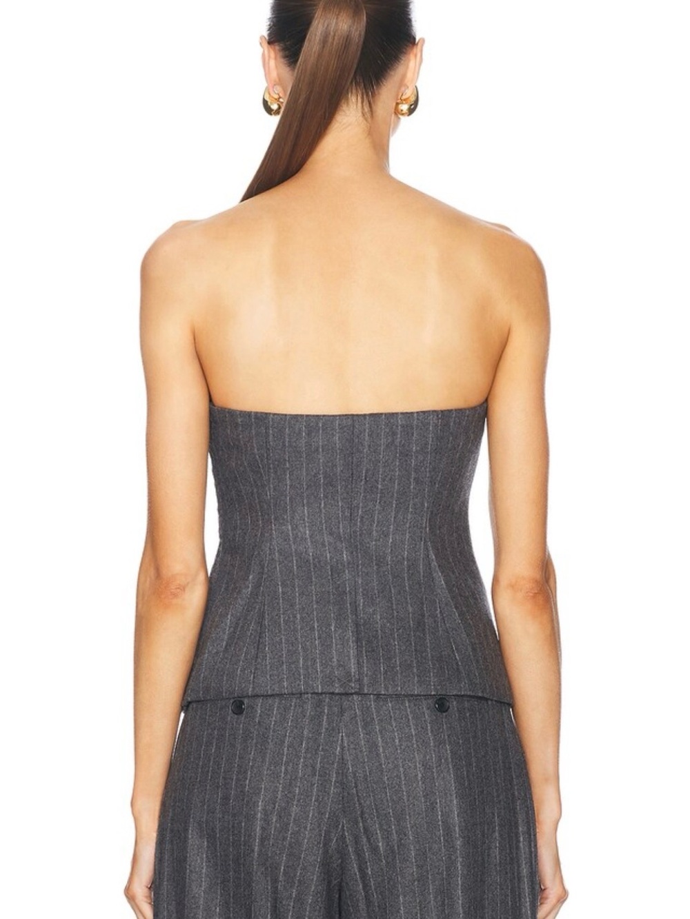 NWT A.L.C. Renee Top in Grey Melange Strapless Wool Blend Size 0 - Picture 3 of 10